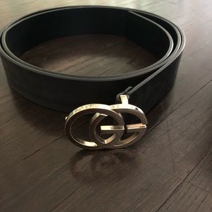 Gucci leather belt gold double G